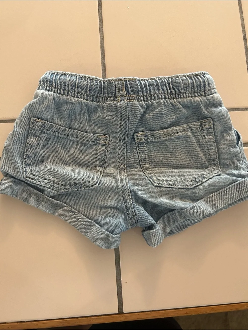 Kids Light Blue Denim Drawstring Shorts